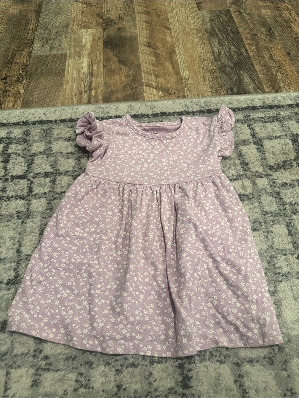 Cat & Jack Lilac Floral Flutter Sleeve Dress